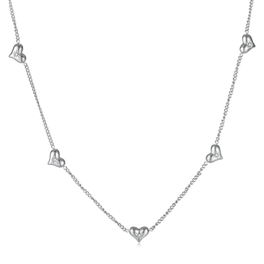 OPK GX2373 Little Sun Zirconia Stainless Steel Peach Heart Necklace, Color: Steel Color - Necklaces & Pendants by OPK | Online Shopping South Africa | PMC Jewellery | Buy Now Pay Later Mobicred