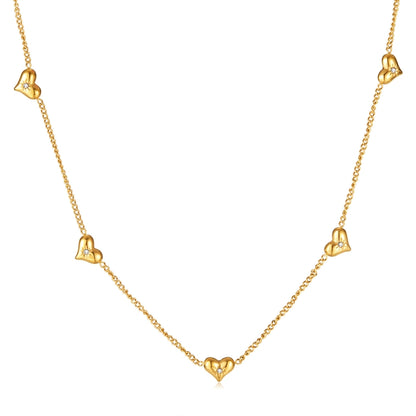 OPK GX2373 Little Sun Zirconia Stainless Steel Peach Heart Necklace, Color: Gold - Necklaces & Pendants by OPK | Online Shopping South Africa | PMC Jewellery | Buy Now Pay Later Mobicred