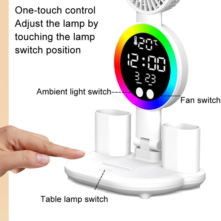 4 Heads Horizontal LED Eye-Care Table Lamp Children Study Desktop Reading Light With Pen Holder, Style: Clock Plug Power - Desk Lamps by PMc TechLife | Online Shopping South Africa | PMc TechLife | Buy Now Pay Later Mobicred