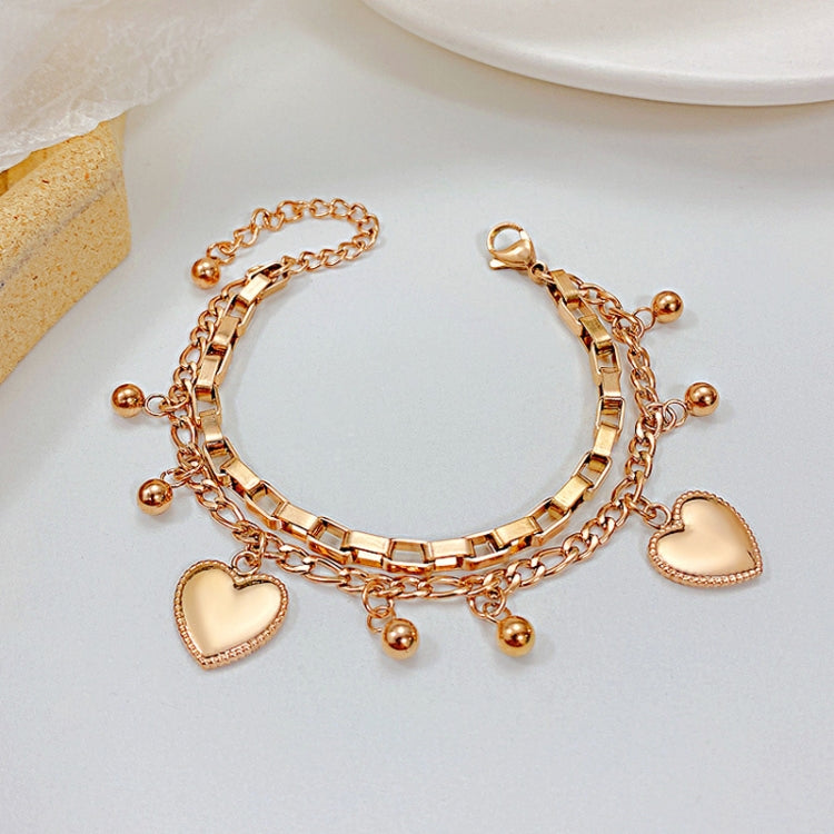 OPK 1038 Multi-layer Stainless Steel Round Bead Love Bracelet, Color: Rose Gold - Bracelets by OPK | Online Shopping South Africa | PMC Jewellery | Buy Now Pay Later Mobicred