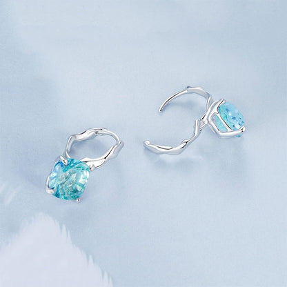 S925 Sterling Silver Platinum-plated Blue-green Glass Diamond Earrings(BSE1047) - Stud Earrings & Earrings by PMC Jewellery | Online Shopping South Africa | PMC Jewellery | Buy Now Pay Later Mobicred