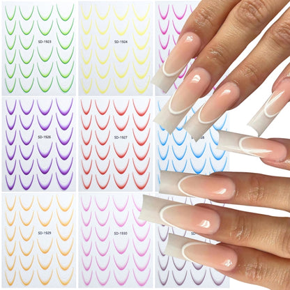 SD-1932 Line Nail Art Stickers Self-Adhesive Gradient Color French Manicure Stickers DIY Nail Tips Decals - Nail Stickers by PMC Jewellery | Online Shopping South Africa | PMC Jewellery | Buy Now Pay Later Mobicred