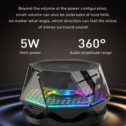 Magnetic Diamond Bluetooth Speaker with RGB Color Light Portable Phone Stand - Mini Speaker by PMC Jewellery | Online Shopping South Africa | PMC Jewellery | Buy Now Pay Later Mobicred