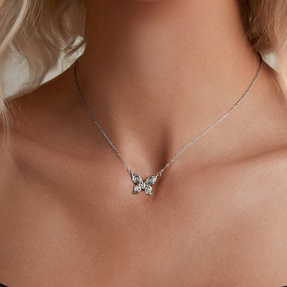 S925 Sterling Silver Platinum-plated Rose Butterfly Necklace Clavicle Jewelry(BSN396) - Necklaces & Pendants by PMC Jewellery | Online Shopping South Africa | PMC Jewellery | Buy Now Pay Later Mobicred