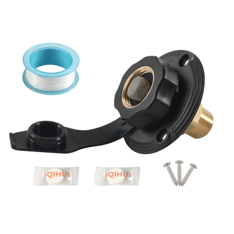 RV Brass Water Inlet Check Valve Yacht Accessories, Color: Black+Raw Tape - Marine Accessories & Parts by PMC Jewellery | Online Shopping South Africa | PMC Jewellery | Buy Now Pay Later Mobicred