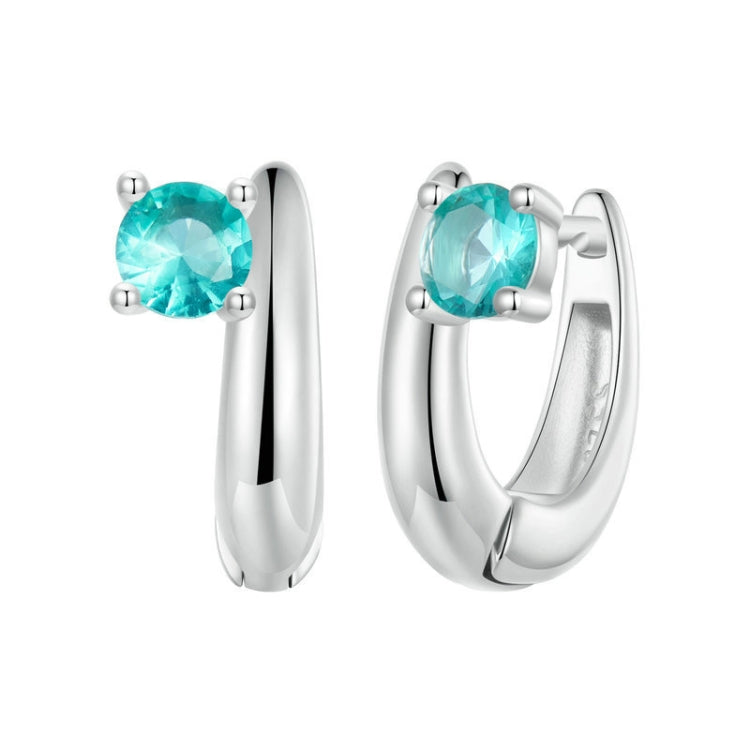 S925 Sterling Silver Platinum-Plated Green Female Earrings(BSE1030) - Stud Earrings & Earrings by PMC Jewellery | Online Shopping South Africa | PMC Jewellery | Buy Now Pay Later Mobicred