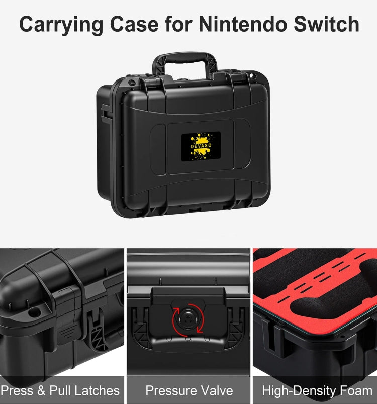 DEVASO For Switch / OLED IP67 Waterproof Storage Case Hardshell Bag, Color: Black+Shoulder Strap - Bags by DEVASO | Online Shopping South Africa | PMC Jewellery | Buy Now Pay Later Mobicred