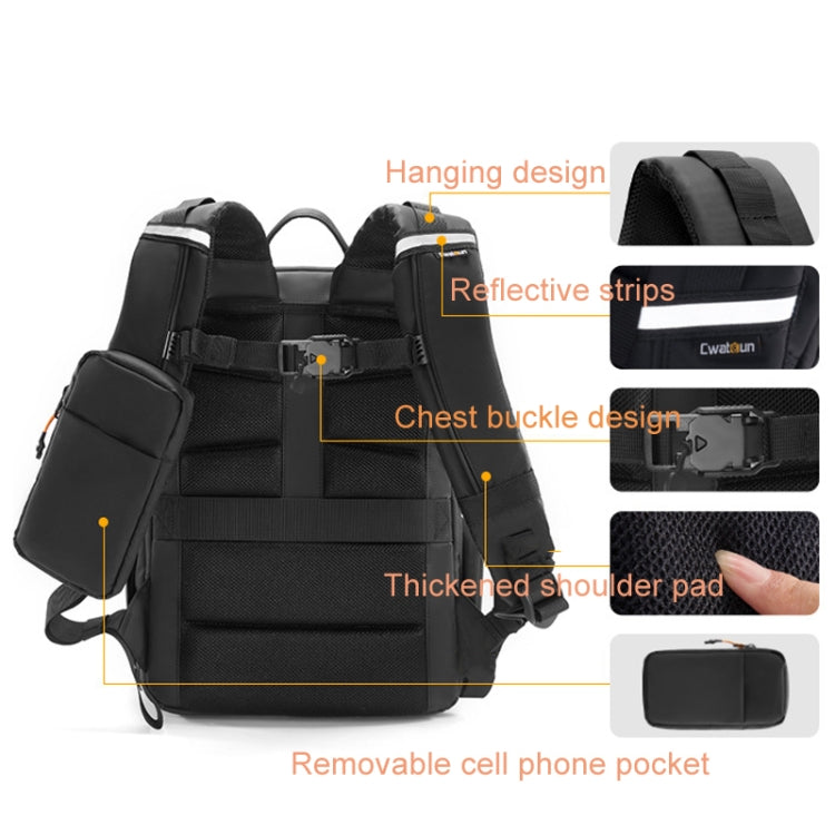 Cwatcun D132 DSLR Camera Backpack Hard-shell Crashproof Waterproof Decompression Shoulder Photo Bag, Color: 2nd Generation Large Black - free shipping - PMC TechLife - Order now!