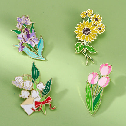 CZ0976-1 Cartoon Plant Flower Alloy Enamel Badge Garden Style Sunflower Clothing Bag Brooch Ornament - Brooches by PMC Jewellery | Online Shopping South Africa | PMC Jewellery | Buy Now Pay Later Mobicred