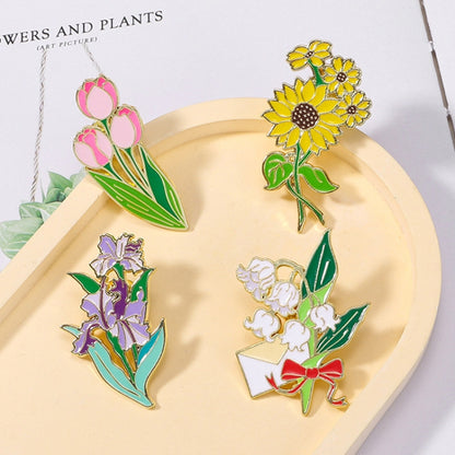 CZ0976-2 Cartoon Plant Flower Alloy Enamel Badge Garden Style Sunflower Clothing Bag Brooch Ornament - Brooches by PMC Jewellery | Online Shopping South Africa | PMC Jewellery | Buy Now Pay Later Mobicred