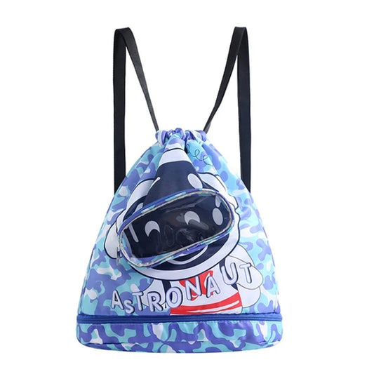 Children Swimming Bag Cute Cartoon Beach Backpack Dry Wet Separation Waterproof Storage Bag, Size: Large 2 Layer(Blue) - Waterproof Bags by PMC Jewellery | Online Shopping South Africa | PMC Jewellery | Buy Now Pay Later Mobicred