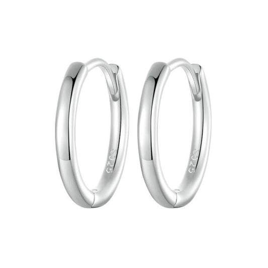 SCE1772 S925 Sterling Silver Platinum-plated Hoop Earrings, Size: S - Stud Earrings & Earrings by PMC Jewellery | Online Shopping South Africa | PMC Jewellery | Buy Now Pay Later Mobicred