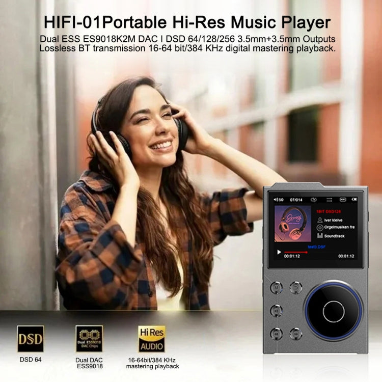 2.4 inch HIFI Bluetooth Music Player DSD256 Mastering Sound Quality Walkman, Memory: 16GB+16GB(Gray) - MP3 Player by PMC Jewellery | Online Shopping South Africa | PMC Jewellery | Buy Now Pay Later Mobicred