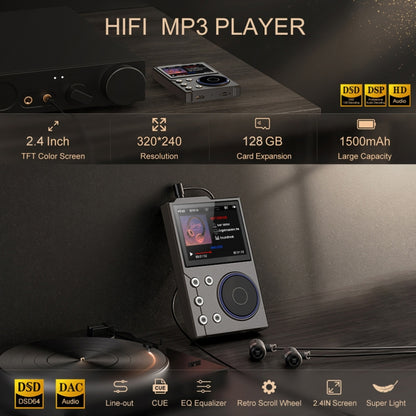 2.4 Inch HIFI Bluetooth Music Player DSD256 Mastering Sound Quality Walkman, Memory: 16GB+32GB(Gray) - MP3 Player by PMC Jewellery | Online Shopping South Africa | PMC Jewellery | Buy Now Pay Later Mobicred