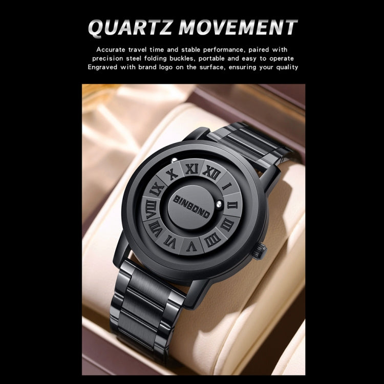 BINBOND B234 30m Waterproof Magnetic Suspension Watch, Color: Black Steel-Black - Metal Strap Watches by BINBOND | Online Shopping South Africa | PMC Jewellery | Buy Now Pay Later Mobicred