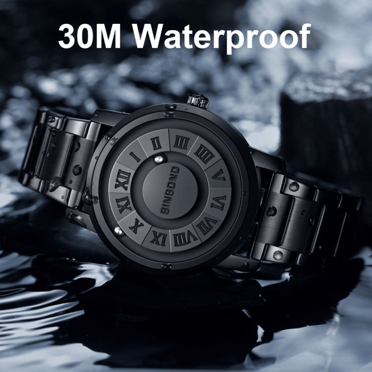 BINBOND B234 30m Waterproof Magnetic Suspension Watch, Color: Black Leather-Full Gold-Gold - Leather Strap Watches by BINBOND | Online Shopping South Africa | PMC Jewellery | Buy Now Pay Later Mobicred