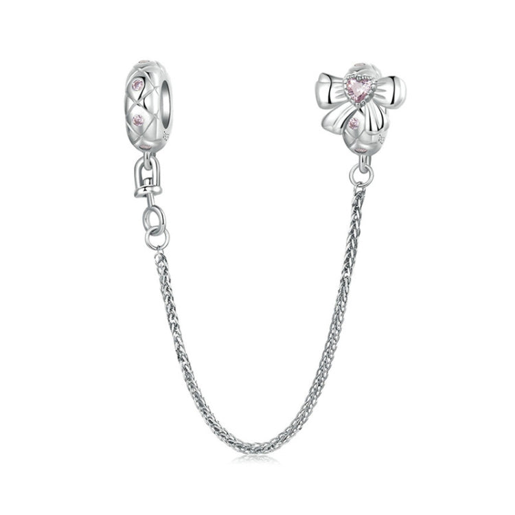 S925 Sterling Silver Platinum-Plated Romantic Bow Safety Chain DIY Beaded Accessories(BSC1053) - Jewelry Accessories by PMC Jewellery | Online Shopping South Africa | PMC Jewellery | Buy Now Pay Later Mobicred