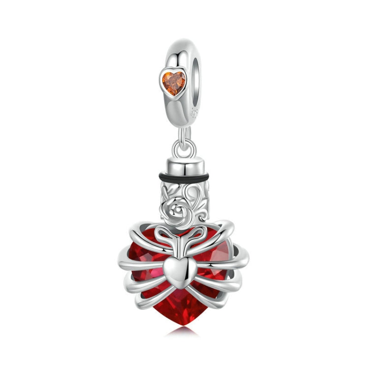 S925 Sterling Silver Heart-shaped Commemorative Box Pendant Beaded Jewelry(Red) - Jewelry Accessories by PMC Jewellery | Online Shopping South Africa | PMC Jewellery | Buy Now Pay Later Mobicred