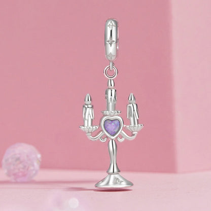 S925 Sterling Silver Platinum-plated Retro Pattern Candlestick Pendant(SCC2890) - Jewelry Accessories by PMC Jewellery | Online Shopping South Africa | PMC Jewellery | Buy Now Pay Later Mobicred