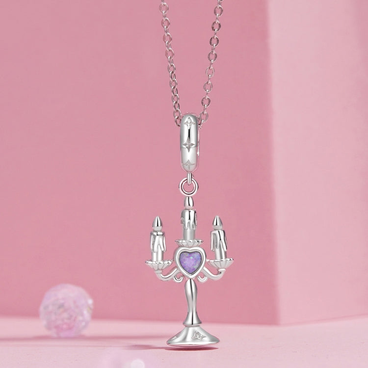 S925 Sterling Silver Platinum-plated Retro Pattern Candlestick Pendant(SCC2890) - Jewelry Accessories by PMC Jewellery | Online Shopping South Africa | PMC Jewellery | Buy Now Pay Later Mobicred