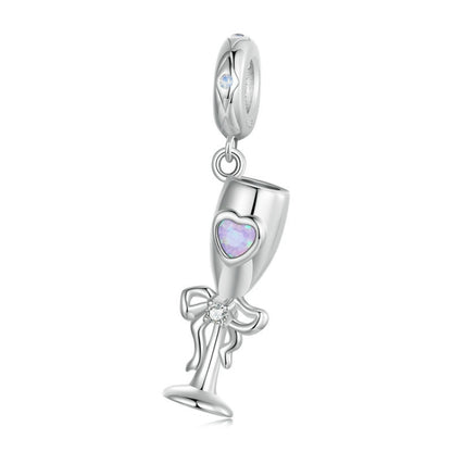 S925 Sterling Silver Platinum-plated Romantic Champagne Goblet Pendant(SCC2889) - Jewelry Accessories by PMC Jewellery | Online Shopping South Africa | PMC Jewellery | Buy Now Pay Later Mobicred