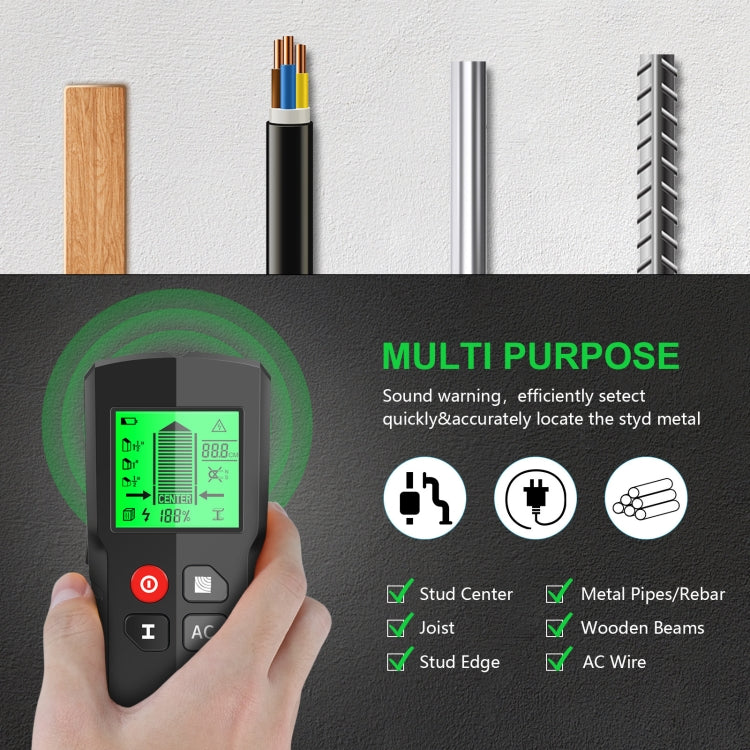 HW-QB5  5-In-1 Wall Stud Detector Wood Current Metal AC Wires Detection - free shipping - PMC TechLife - Order now!