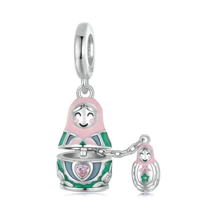 S925 Sterling Silver Platinum-Plated Cute Doll Pendant Jewelry Beads(SCC2901) - Jewelry Accessories by PMC Jewellery | Online Shopping South Africa | PMC Jewellery | Buy Now Pay Later Mobicred