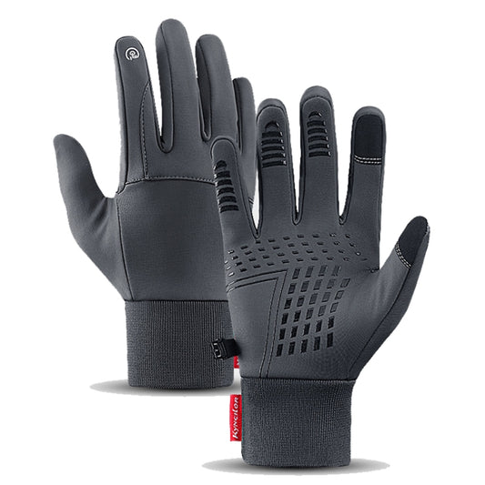 Kyncilor Waterproof Cycling Warm Gloves Two-finger Touch Screen Ultra-soft Velvet Outdoor Gloves, Size: XL(Gray) - Full Finger Gloves by Kyncilor | Online Shopping South Africa | PMC Jewellery | Buy Now Pay Later Mobicred