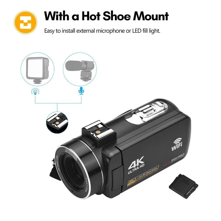 4K  Digital Video Camera 3 Inch IPS Touch Screen 56MP 18X Digital Zoom WiFi Camcorder, Spec: Set 2 - Video Cameras by PMC TechLife | Online Shopping South Africa | PMC TechLife | Buy Now Pay Later Mobicred