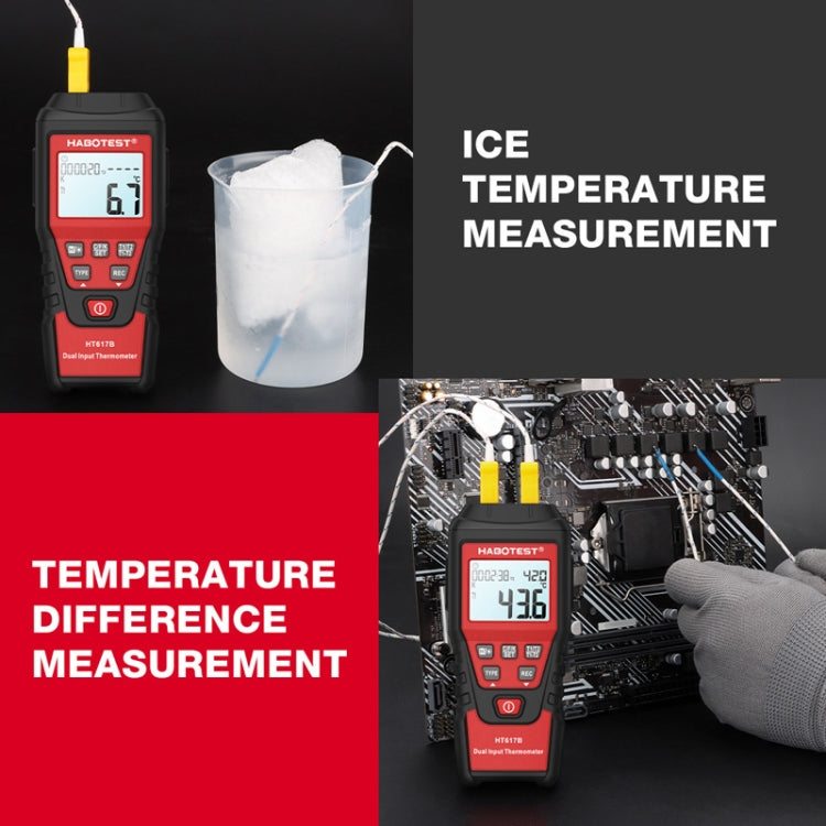 HABOTEST HT617B Digital Dual Channel Thermocouple Thermometer(Black Red) - free shipping - PMC TechLife - Order now!
