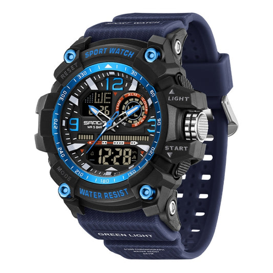 SANDA Large Dial Electronic Watch Multi-function Outdoor Sports Watch(Blue) - Sport Watches by SANDA | Online Shopping South Africa | PMC Jewellery | Buy Now Pay Later Mobicred