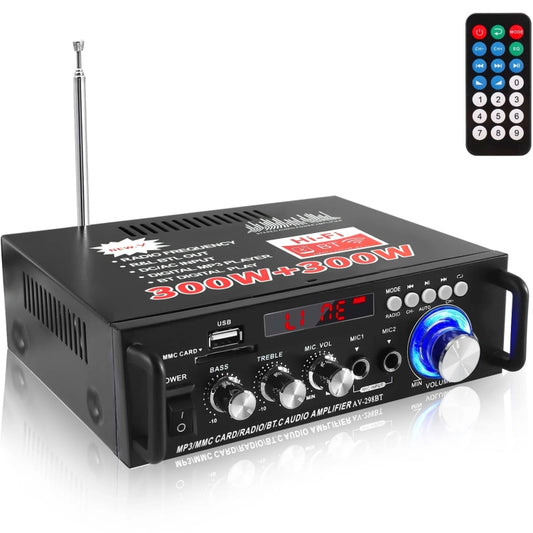 AV-298BT 300W+300W Hi-Fi Stereo Amplifier Bluetooth Home Audio Karaoke Digital Amplifier EU Plug -  by PMC Jewellery | Online Shopping South Africa | PMC Jewellery | Buy Now Pay Later Mobicred