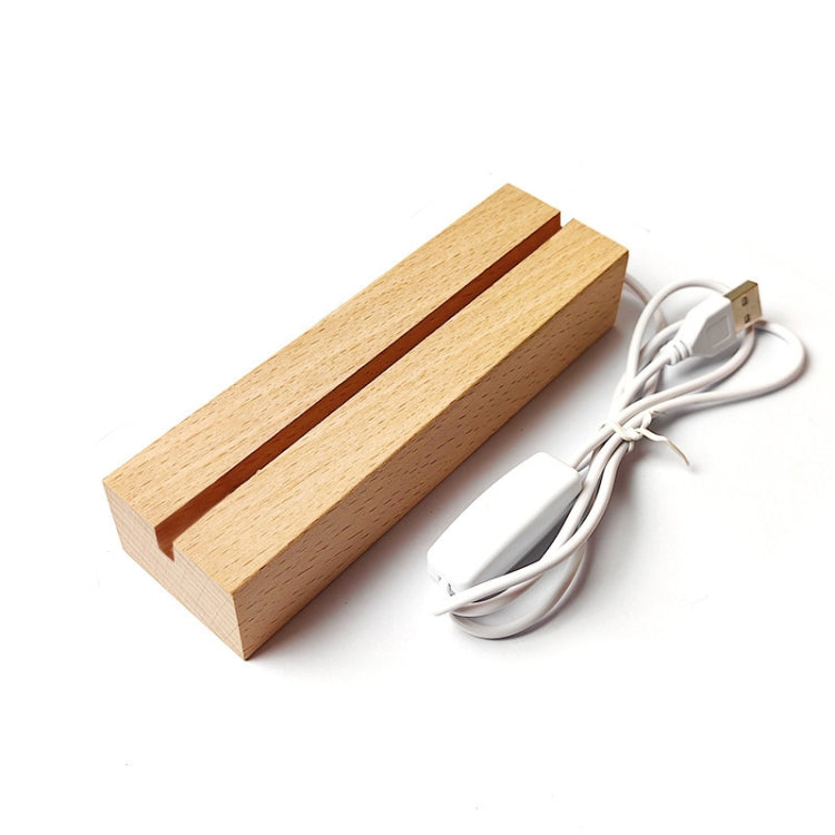 LED Light Solid Wood Luminous Base for Resin Art Acrylic Glass Lights Rectangular Slot 20cm(White Light) - free shipping - PMc TechLife - Order now!