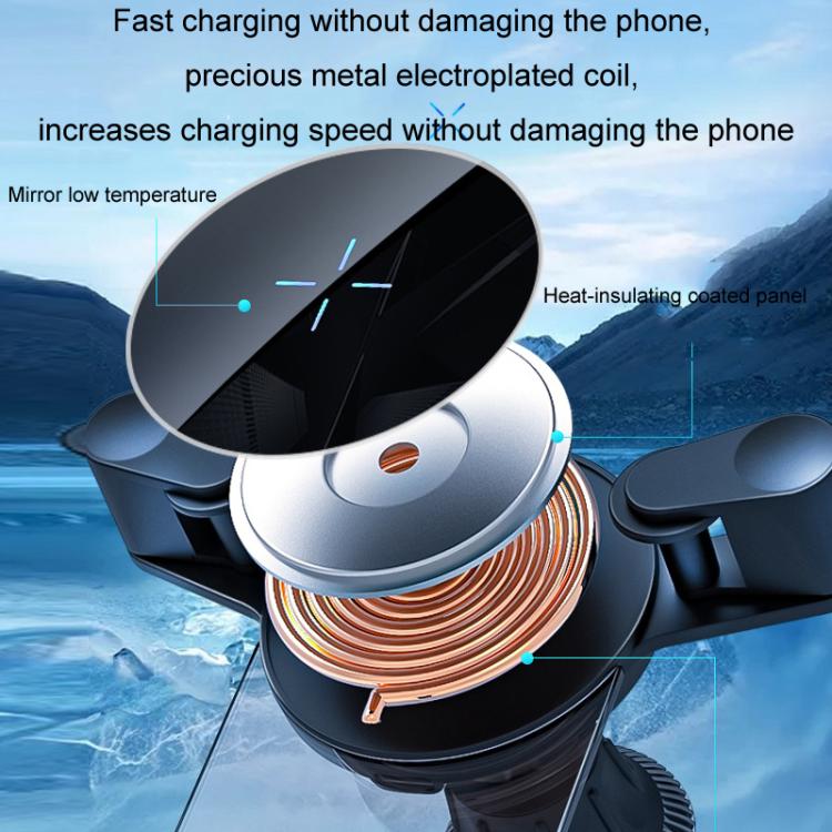15W Mobile Phones Snap-on Car Wireless Charging Holder(Black) - Wireless Charger Holders by PMC TechLife | Online Shopping South Africa | PMC TechLife | Buy Now Pay Later Mobicred