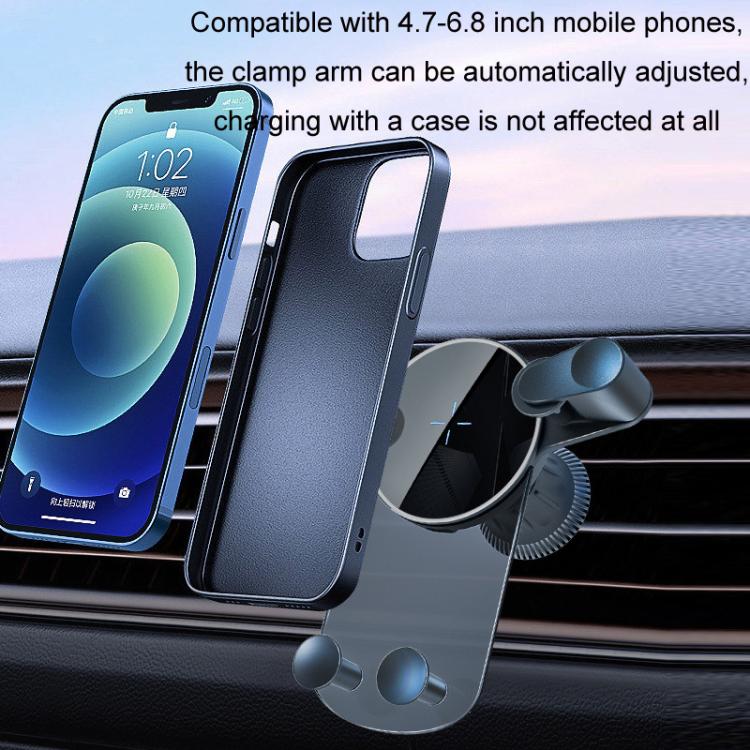 15W Mobile Phones Snap-on Car Wireless Charging Holder(Black) - Wireless Charger Holders by PMC TechLife | Online Shopping South Africa | PMC TechLife | Buy Now Pay Later Mobicred
