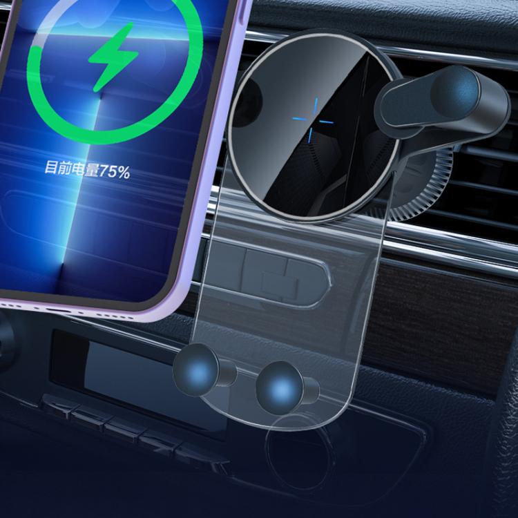 15W Mobile Phones Snap-on Car Wireless Charging Holder(Black) - Wireless Charger Holders by PMC TechLife | Online Shopping South Africa | PMC TechLife | Buy Now Pay Later Mobicred