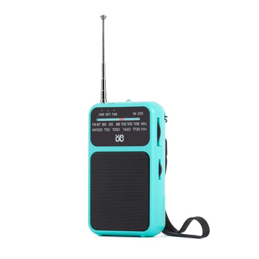 W-209 Mini Portable Rechargeable / Battery Dual-mode Powered Pointer FM Radio with Flashlight(Blue) - Radio Player by PMC Jewellery | Online Shopping South Africa | PMC Jewellery | Buy Now Pay Later Mobicred