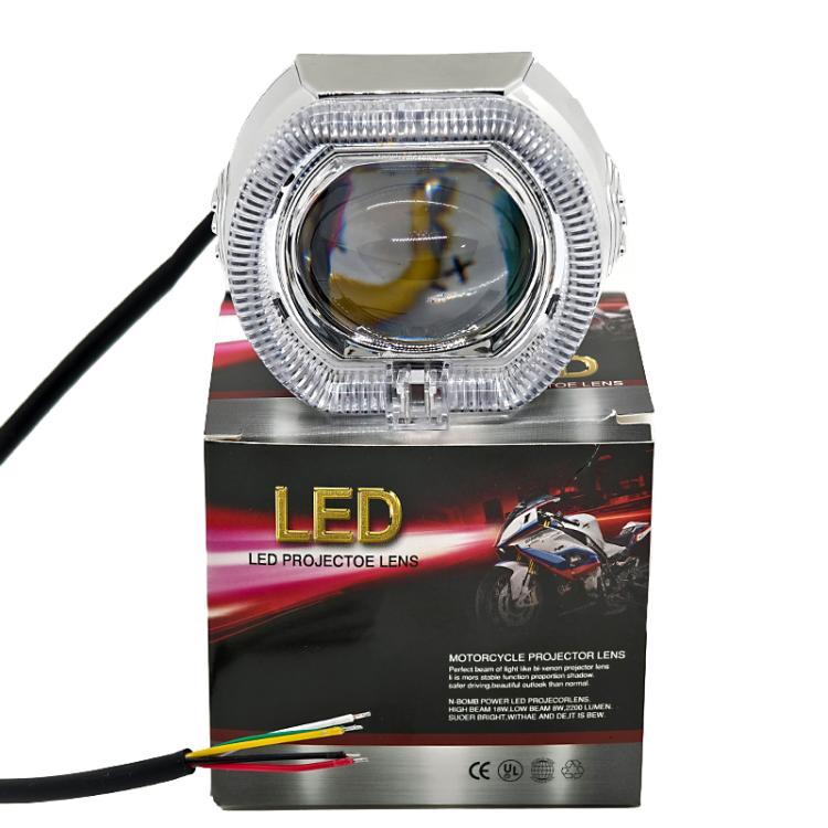 2.5 inch Motorcycle Electric Bike Car Universal Built-in LED Headlight Spot Lens Far and Near Spotlight, Style: White Aperture+Red Devil Eye(Silver) - Headlights by PMC Jewellery | Online Shopping South Africa | PMC Jewellery | Buy Now Pay Later Mobicred