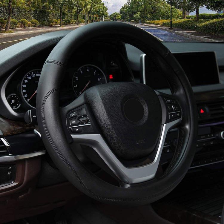 38cm Cars Universal Microfiber Steering Wheel Cover(Black) - Steering Wheel Accessories by PMc TechLife | Online Shopping South Africa | PMc TechLife | Buy Now Pay Later Mobicred