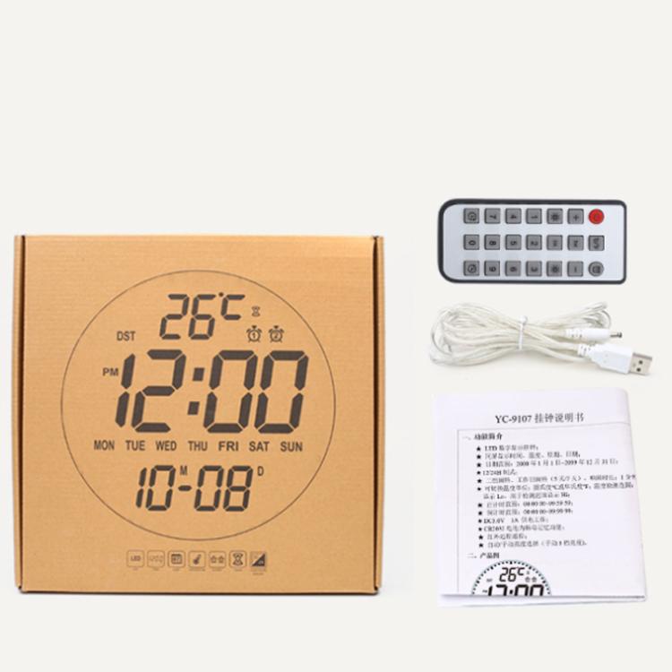 11.6-Inch White Light Wall Clock With Remote Control Multi-Functional Alarm Clock Black+Black - Wall Clock by PMc TechLife | Online Shopping South Africa | PMc TechLife | Buy Now Pay Later Mobicred