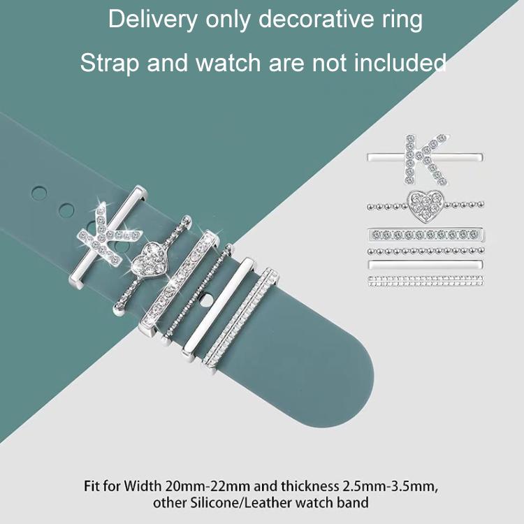 6pcs / Set Smart Watch Silicone Band Decorative Ring Metal Accessories, Size: O(Silver) - Watch Decorations by PMC TechLife | Online Shopping South Africa | PMC TechLife | Buy Now Pay Later Mobicred