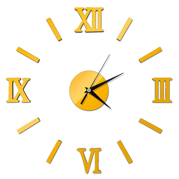 Modern DIY Indoor Roman Wall Clock Mirror Effect 3D Wall Sticker(Gold) - Wall Clock by PMC TechLife | Online Shopping South Africa | PMC TechLife