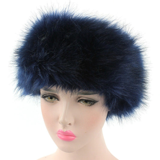 Unisex Winter Imitation Fox Fur Headband Bomber Hat, Size:L（58-60cm）(Navy) - Bomber Hats by PMC Jewellery | Online Shopping South Africa | PMC Jewellery