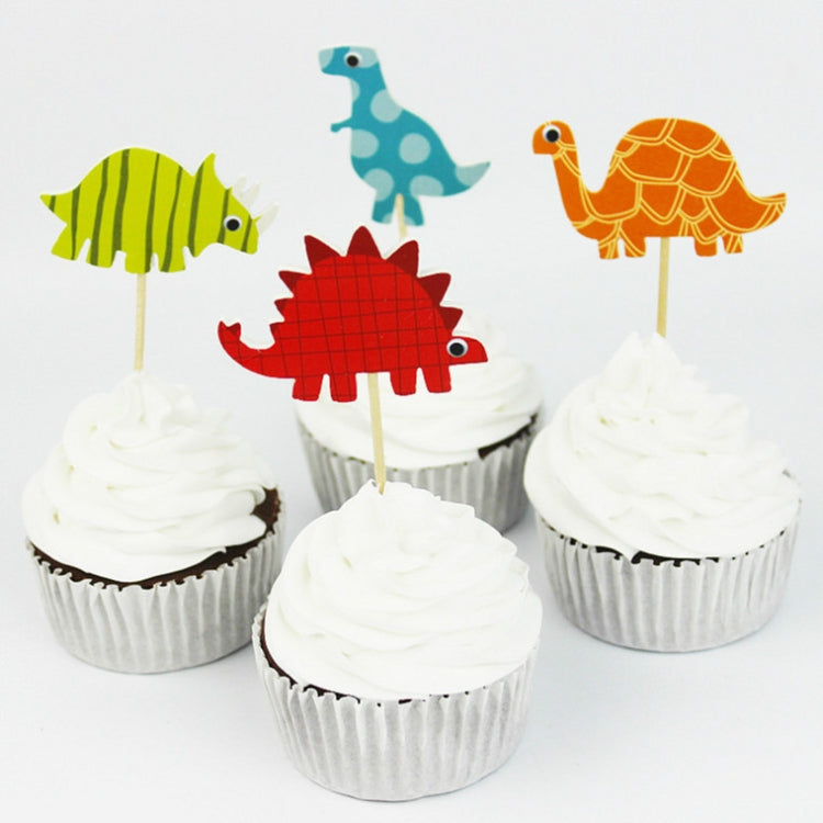 24pcs / Packs Selling Cartoon Creative Dinosaur Cake Decoration Card Insertion Card Birthday Holiday Party Supplies, Style:As Show - Holiday Decorations by PMC Jewellery | Online Shopping South Africa | PMC Jewellery