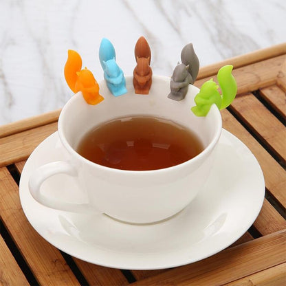 10 PCS Silicone Squirrel Tea Bag Multi-function Wine Glass Cup Recognizer(Coffee) - Tea Strainers by PMC Jewellery | Online Shopping South Africa | PMC Jewellery