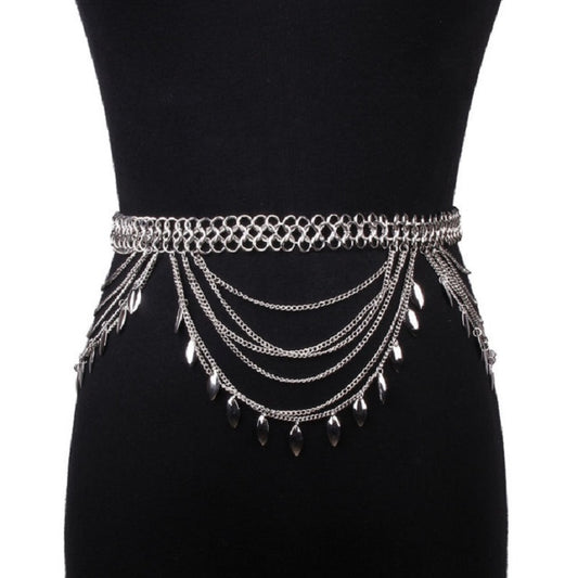 Personalized Wild Alloy Tassel Waist Chain Belt, Length:80-100cm(Silver) - Belts by PMC Jewellery | Online Shopping South Africa | PMC Jewellery