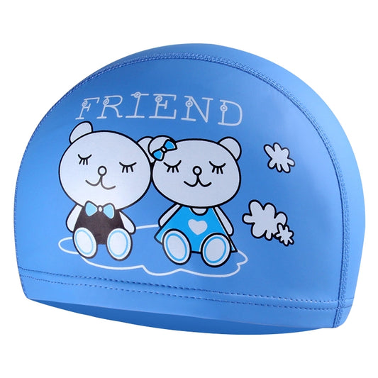 Children Waterproof Hair Care PU Coated Cartoon Pattern Swimming Cap(Blue Bear) - Swimming Caps by PMC Jewellery | Online Shopping South Africa | PMC Jewellery | Buy Now Pay Later Mobicred