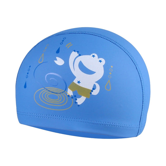 Children Waterproof Hair Care PU Coated Cute Frog Pattern Swimming Cap(Blue) - Swimming Caps by PMC Jewellery | Online Shopping South Africa | PMC Jewellery | Buy Now Pay Later Mobicred