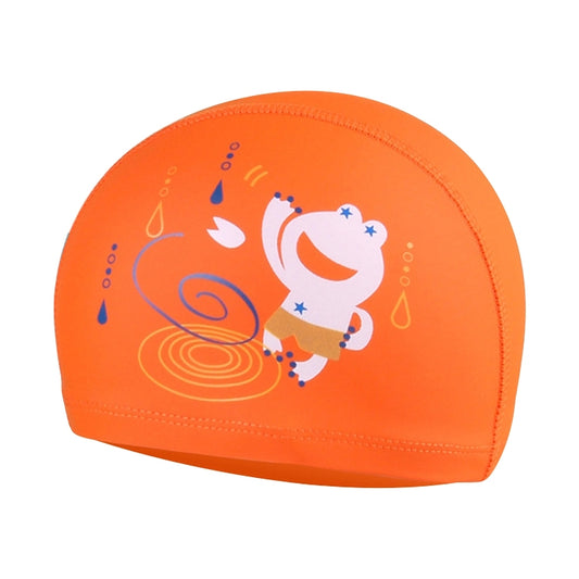 Children Waterproof Hair Care PU Coated Cute Frog Pattern Swimming Cap(Orange) - Swimming Caps by PMC Jewellery | Online Shopping South Africa | PMC Jewellery | Buy Now Pay Later Mobicred