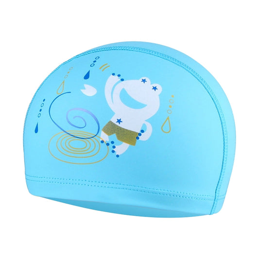 Children Waterproof Hair Care PU Coated Cute Frog Pattern Swimming Cap(Lack Blue) - Swimming Caps by PMC Jewellery | Online Shopping South Africa | PMC Jewellery | Buy Now Pay Later Mobicred